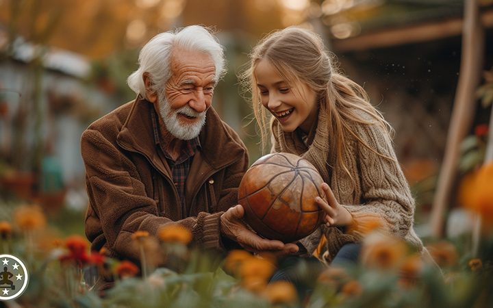 Gemeinsam aktiv - Fitness im Alltag Senior Enkel