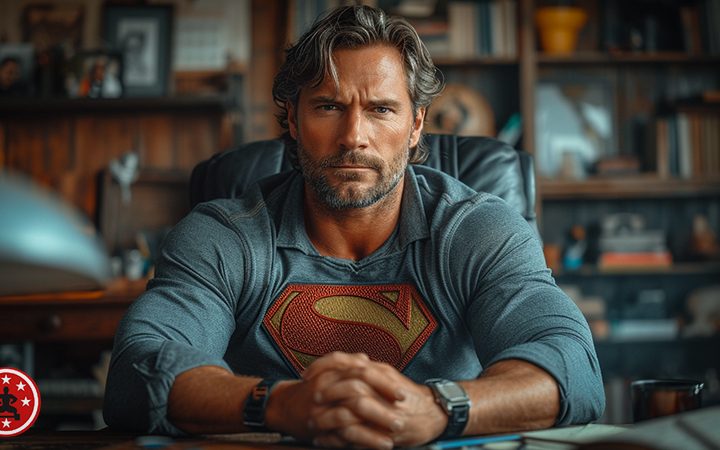 Superman im Büro Gesundheit am Schreibtisch Fitnessübungen für den Arbeitsalltag